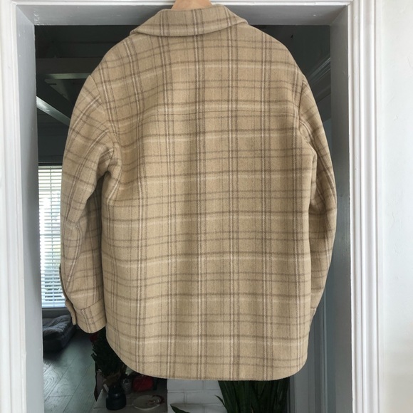 NWT Vince Padded Flannel Plaid Shirt Jacket Shacket Light Dune Color - Picture 6 of 10